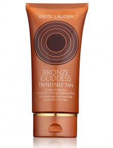 Give yourself a heavenly, sun-kissed tan with Bronze Goddess Golden Perfection Tinted Self-Tanning Gelée for Body. Goes on silky-smooth, with a transfer-resistant, soft shimmer bronze tint that's simply divine. Advanced tan-perfecting technology is proven to deliver your most natural-looking shade ever, with color starting to develop in under an hour. Color deepens with repeated use. Light beachy scent. Bring out the bronze goddess in you. 5 oz. 