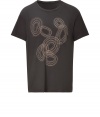 An eye-catching swirl graphic lends this faded black Marc by Marc Jacobs t-shirt its requisite downtown cool - In a soft, lighter weight pure cotton - Slim, straight cut - Short sleeves and classic crew neck - Wear solo or layer beneath a blazer or cardigan and pair with jeans, cords or chinos