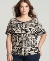 JET Plus Size V Back Printed Shirt