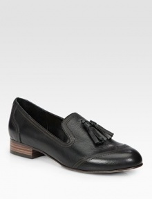 Distressed patent leather silhouette with double tassels and classic perforated details for a polished look. Stacked heel, 1 (25mm)Patent leather upperLeather lining and solePadded insoleImported Distressed patent leather silhouette with double tassels and classic perforated details for a polished look. Stacked heel, 1 (25mm)Patent leather upperLeather lining and solePadded insoleImported