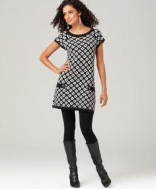 A geometric pattern adds graphic appeal to Style&co.'s petite tunic-style sweaterdress. The affordable price makes this one chic steal! (Clearance) A geometric pattern adds graphic appeal to Style&co.'s petite tunic-style sweaterdress. The affordable price makes this one chic steal! (Clearance)