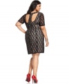 Leave a lasting impression in Trixxi's lace plus size dress, featuring back cutouts-- it's perfect for date night!