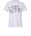 Inject bold style into your casual wardrobe staples with this printed tee from Marc Jacobs - Crew neck, short sleeves, slim fit, front logo graphic - Wear with jeans, chinos, corduroys, or slim suit pants