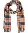 Wrap yourself up in classic style with this luxe cashmere check scarf from Burberry London - Easy to style length, allover classic check print, fringed edges - Style with slim trousers, a cashmere pullover, a sleek trench, and ankle boots