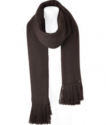 Luxurious scarf made from the fine wool of the Tibetan yak - Very exclusive, top-notch quality - Elegant dark brown - Beautifully long and wide, with casual fringe - Incredibly warm and wonderfully stylish - Wear with a parka, pea coat, leather jacket