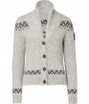Anything but drab, this quirky-cool cardigan from True Religion features a knit Buddha print - Shawl collar, long sleeves, front button placket, decorative fair isle knit, Buddha print on back, slim fit - Wear with a long sleeve henley, skinny jeans, and ballet flats