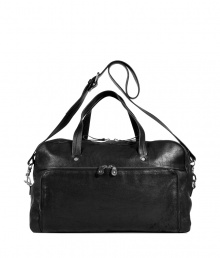 Jet-set in streamlined style with this supple leather carryall from cult-favorite accessory label Maison Martin Margiela - Large rectangular shape, top carrying handles and convertible shoulder strap, top dual-zip closure, front zip pocket, textured leather - Perfect for a weekend jaunt, a business trip, or an international excursion Jet-set in streamlined style with this supple leather carryall from cult-favorite accessory label Maison Martin Margiela - Large rectangular shape, top carrying handles and convertible shoulder strap, top dual-zip closure, front zip pocket, textured leather - Perfect for a weekend jaunt, a business trip, or an international excursion