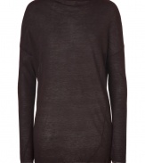 An effortless cool staple with endless wearing possibilities, Vinces espresso pullover counts as a new-season must - Rolled round neckline, long sleeves, dropped shoulders, fine ribbed cuffs and hemline - Fitted sleeves, long relaxed body - Wear with favorite skinnies and patent leather ballerinas