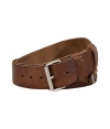 Casual looks get a cool rugged edge with Closeds calfskin leather belt - Raw-finished edges, silver-toned roller-buckle, loop with ring hardware - Team with jeans, lace-ups and modern pullovers