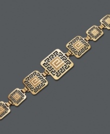 Style worthy of a goddess. Greek-inspired key bracelet features a graduated square design. Crafted in 14k gold over sterling silver and sterling silver. Approximate length: 7 inches. Style worthy of a goddess. Greek-inspired key bracelet features a graduated square design. Crafted in 14k gold over sterling silver and sterling silver. Approximate length: 7 inches.
