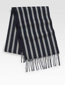 Handsomely striped and incredibly cozy crafted from superior Italian wool.Fringed ends11 x 62½WoolDry cleanMade in Italy