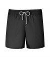 A brand original style since the 70s, Vilebrequins Moorea swim trunks are as iconic as they are cool - Waterproof elastic waistband, back flap pocket, side slit pockets, back eyelets for release of water, durable drawstring cord with stainless metal aglets, interior cotton briefs - Classic slim fit - Wear in the water, or post-swim with a polo and flip-flops - Comes with a logo printed drawstring pouch