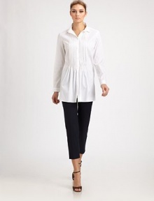Crisp cotton with a hint of stretch, tailored in a cropped, flat front silhouette.Flat frontCropped legVented cuffsConcealed side zipInseam, about 24½95% cotton/5% spandexDry cleanMade in Italy of imported fabric Model shown is 5'11 (180cm) wearing US size 4.OUR FIT MODEL RECOMMENDS ordering true size. Crisp cotton with a hint of stretch, tailored in a cropped, flat front silhouette.Flat frontCropped legVented cuffsConcealed side zipInseam, about 24½95% cotton/5% spandexDry cleanMade in Italy of imported fabric Model shown is 5'11 (180cm) wearing US size 4.OUR FIT MODEL RECOMMENDS ordering true size.
