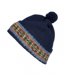 Stylish navy Fair Isle beanie - Top off your cold weather staples with this cozy wool cap - Traditional Fair Isle knit with pom-pom detail - A perfect addition to any fall outfit - Pair with parkas, sweaters, and shearling boots