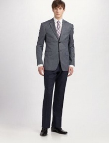 The well-tailored foundation of any gentleman's formal wardrobe, cut from fine wool with a classic fit that spans seasons and styles. Side slash, back welt pockets Inseam, about 36 Wool Dry clean Made in Italy The well-tailored foundation of any gentleman's formal wardrobe, cut from fine wool with a classic fit that spans seasons and styles. Side slash, back welt pockets Inseam, about 36 Wool Dry clean Made in Italy