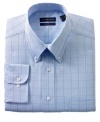 A timeless glen plaid and a cool color combination combine with easy care fabric to make this Club room button-down a reliable part of your workweek rotation.