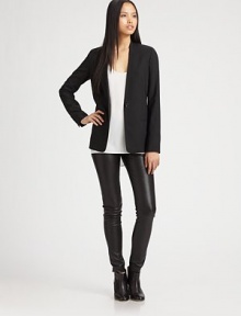 A sleek update on your favorite blazer, crafted from light wool crepe with just a hint of stretch for a slim, flattering fit.V-neckSingle button closureBodice dartsWelt pocketsAbout 17 from shoulder to hem98% wool/2% elastaneDry cleanMade in ItalyModel shown is 5'11 (180cm) wearing US size 2. A sleek update on your favorite blazer, crafted from light wool crepe with just a hint of stretch for a slim, flattering fit.V-neckSingle button closureBodice dartsWelt pocketsAbout 17 from shoulder to hem98% wool/2% elastaneDry cleanMade in ItalyModel shown is 5'11 (180cm) wearing US size 2.