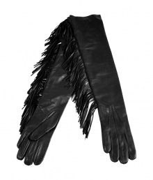 Take a dramatic approach to outerwear essentials with Ermanno Scervinos black leather fringed gloves, perfect for pairing with cropped-sleeve coats - Elbow-length - Pair with sharply tailored jackets and a statement handbag Take a dramatic approach to outerwear essentials with Ermanno Scervinos black leather fringed gloves, perfect for pairing with cropped-sleeve coats - Elbow-length - Pair with sharply tailored jackets and a statement handbag