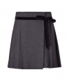 A fun and flirty take on this timeless staple separate, Valentino R.E.D.s wool herringbone kilt-style skirt is a must for tailored work looks - Wrapped front with snap closure at waist, velvet self-tie sash - Mini-length - Team with cashmere pullovers, flats and a carryall tote for work