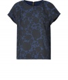 Inject easy elegance into your workweek staples with this chic printed top from Marc by Marc Jacobs - Round neck, short sleeves, boxy fit, exposed back zip closure, all-over print - Style with cropped trousers, a boyfriend blazer, and platform pumps