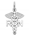 Honor your favorite nurse with this symbolic charm. Crafted in 14k white gold, charm features a polished design with the letters RN. Chain not included. Approximate length: 4/5 inch. Approximate width: 1/2 inch.