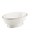 Beautiful and bridal-inspired, this vegetable bowl is richly textured with a delicate floral motif and raised, beaded accents. Finished with a band of polished platinum. Qualifies for Rebate