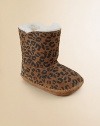 A couldn't-be-cuter pair in lush suede with an adorable leopard print.Hook-and-loop closureSuede upperSheepskin liningPadded insoleRubber soleImported