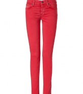 Inject a pop of color into your look with these ultra-chic skinny jeans from Seven for all Mankind - Five-pocket styling, zip fly, button closure, belt loops - Form-fitting, skinny leg - Pair with everything from modern knits and ankle boots to feminine tops and heels