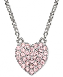 A darling necklace they'll hold close to their heart. CRISLU's children's necklace is embellished with shimmering pink cubic zirconias (1/8 ct. t.w.) and set in platinum over sterling silver. Approximate length: 13 inches + 1-1/2 inches. Approximate drop: 1/2 inch. A darling necklace they'll hold close to their heart. CRISLU's children's necklace is embellished with shimmering pink cubic zirconias (1/8 ct. t.w.) and set in platinum over sterling silver. Approximate length: 13 inches + 1-1/2 inches. Approximate drop: 1/2 inch.