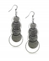 Let style come full circle in these dramatic drops. Style&co. earrings feature a trendy hematite tone mixed metal setting with a sandblast surface. Approximate drop: 3 inches.