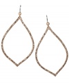 Flower petal-shaped sparklers. These rose gold tone mixed metal earrings by Fossil are covered in crystal pave and have a fish wire closure. Approximate drop: 2-3/4 inches.