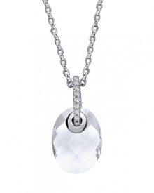 Check please. This silver and crystal necklace from Crislu adds a hit of contemporary sparkle with a faceted checkerboard pendant. Check please. This silver and crystal necklace from Crislu adds a hit of contemporary sparkle with a faceted checkerboard pendant.
