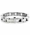 This stainless steel bracelet features laser-engraved logo detail and diamond accents. 13 mm wide; bracelet measures 8-1/2 inches.