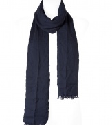 Stylish scarf in dark blue modal and cashmere - Especially pleasant, really delicate quality - From the Italian luxury label Faliero Sarti, known for its high-quality material combinations - New long, slim shape - Decoratively fringed edge - Protection from the cold AND a styling accessory - Wear this with just everything in your wardrobe, a simple T-shirt, parka, business suit