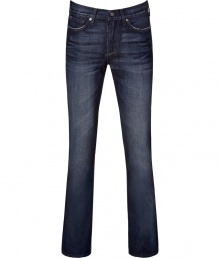 Stylish, straight leg jeans from LA lux denim brand, Seven for all Mankind - Classic five-pocket design features signature stitching at back pockets - Dark wash with thoughtful worn creasing - Essential jeans for day or night - Pair with cashmere sweater and a blazer, or with favorite tees and sandals Stylish, straight leg jeans from LA lux denim brand, Seven for all Mankind - Classic five-pocket design features signature stitching at back pockets - Dark wash with thoughtful worn creasing - Essential jeans for day or night - Pair with cashmere sweater and a blazer, or with favorite tees and sandals