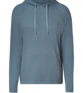 Casual hooded sweater in blue cotton - Designed by U2s Bono and his wife - Classic hoodie straight cut with long-sleeves and kangaroo pocket - Must-have basic for sport and play - Well-rounded piece can be worn with jeans, chinos or athletic pants