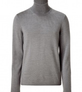Polished, streamlined staples anchor any wardrobe, and Hugos medium grey turtleneck pullover is a great go-to this season - Crafted from a lighter-weight, pure virgin wool - Classically slim, straight cut - Long sleeves and ribbed turtleneck - Versatile and elegant, the perfect compliment to chinos, jeans or dress trousers