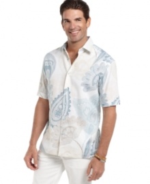 These lightweight linen shirt from Cubavera is ideal for your casual vacation look. (Clearance)