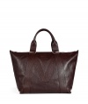 With subtle logo details, this textured leather carryall is a luxe work or travel essential - Classic carryall style, top carrying handles, top zip closure, big M logo detail on front and back, embossed front logo plaque, small internal pocket - Perfect for stylish jet-setting or an out-of-office meeting