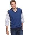 Change up your buttoned-down look with this handsome sweater vest from Club Room.