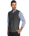 This sweater vest from Oscar de la Renta adds a clean-cut look and extra warmth for when the weather cools.