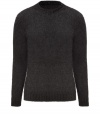 Essential sweater for a fall or winter wardrobe, this basic pullover is anything but basic - Made from a comfortable wool blend, it is effortlessly stylish while remaining classic - Small, thick scoop neck, long sleeves and ribbed hem - Perfect solo with an undershirt, or as a layering piece, and with jeans or corduroy