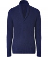 Cozy up to elegant comfort with this dark blue mohair-wool blend cardigan - Features a narrow cut with a shawl collar, half placket and long sleeves - Classic ribbing for exceptionally high-quality look and fit - Favorite everyday piece with jeans, chinos or corduroys - Try with slim-fit grey denim and favorite boots