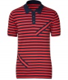 Infuse casual-cool into your off-duty look with this edgy striped polo from PS by Paul Smith - Small contrasting spread collar, front button half-placket, all-over stripe horizontal print with diagonal stripe front and back detail - Pair with slim trousers, a blazer, and oxfords