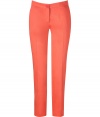 Liven up your new season wardrobe with Etros bright mandarin ankle trousers - Flat front, side and back slit pockets, zip fly, button closure, slit ankles - Fitted - Wear with printed tops and fun heels