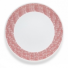Q Squared's dinner plates complement the main course with a delightful dotted border in an indulgent red hue. Q Squared's dinner plates complement the main course with a delightful dotted border in an indulgent red hue.