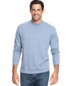 Understated casual wear. Made in very soft cotton is this solid long sleeve sweater by Tommy Bahama.