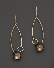 Checkerboard cushion cut smoky quartz adds rich sparkle to 14K yellow gold. By Nancy B. Checkerboard cushion cut smoky quartz adds rich sparkle to 14K yellow gold. By Nancy B.
