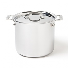 An essential for every kitchen, All-Clad's stockpot features high sides that slow the evaporation of liquids. The wide bottom allows you to first sauté before the addition of liquids for delicious soups and stews. An essential for every kitchen, All-Clad's stockpot features high sides that slow the evaporation of liquids. The wide bottom allows you to first sauté before the addition of liquids for delicious soups and stews.
