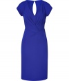 With a bold hue and an ultra-feminine fit, this cocktail dress from Alberta Ferretti is guaranteed to get you noticed - V-neck, short sleeves, crisscross draped front and back waist detail, back keyhole cut out, concealed side zip closure, fitted silhouette - Wear with sky-high platforms, a slim trench, and a studded clutch bag